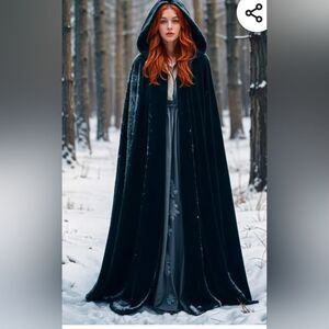 Velvet Green Hooded Cape